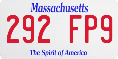 MA license plate 292FP9