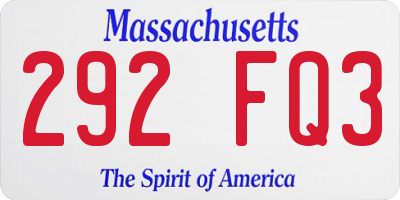 MA license plate 292FQ3
