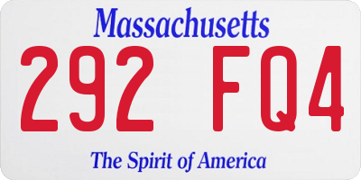 MA license plate 292FQ4
