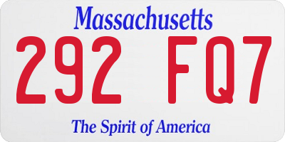 MA license plate 292FQ7