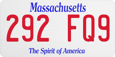 MA license plate 292FQ9