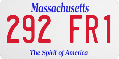 MA license plate 292FR1