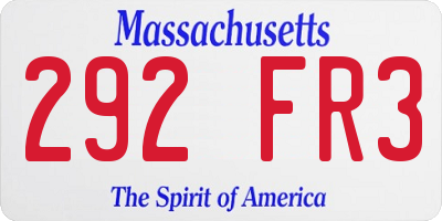 MA license plate 292FR3