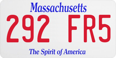 MA license plate 292FR5