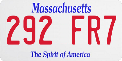 MA license plate 292FR7
