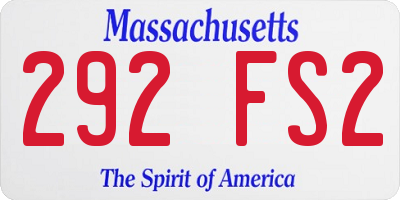 MA license plate 292FS2
