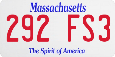 MA license plate 292FS3