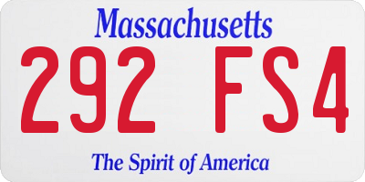 MA license plate 292FS4