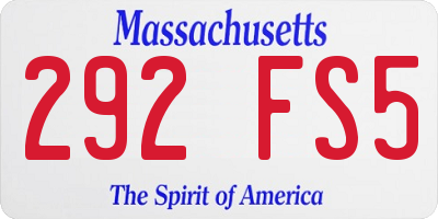 MA license plate 292FS5