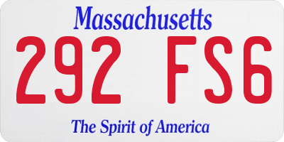 MA license plate 292FS6