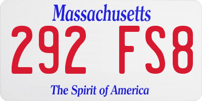 MA license plate 292FS8