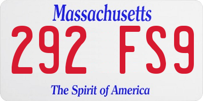 MA license plate 292FS9