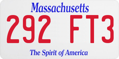 MA license plate 292FT3