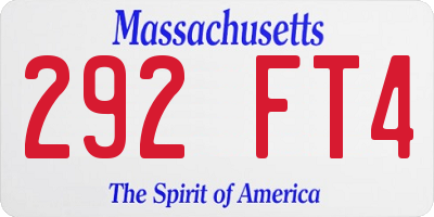 MA license plate 292FT4