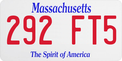 MA license plate 292FT5