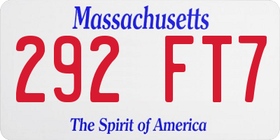 MA license plate 292FT7