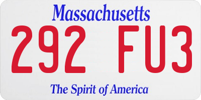 MA license plate 292FU3