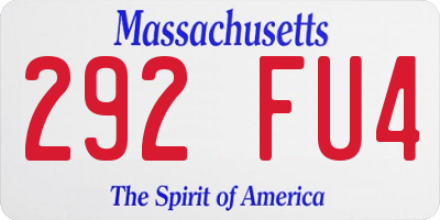 MA license plate 292FU4
