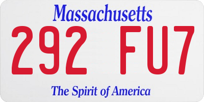 MA license plate 292FU7