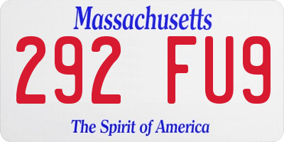 MA license plate 292FU9