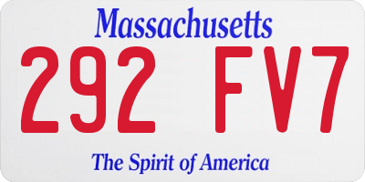MA license plate 292FV7