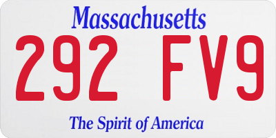 MA license plate 292FV9