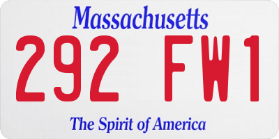 MA license plate 292FW1