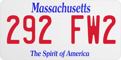 MA license plate 292FW2