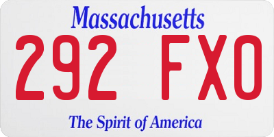MA license plate 292FX0