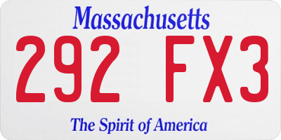 MA license plate 292FX3