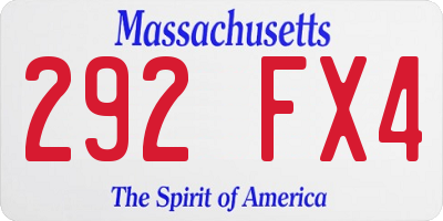 MA license plate 292FX4
