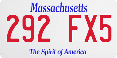 MA license plate 292FX5