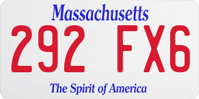 MA license plate 292FX6