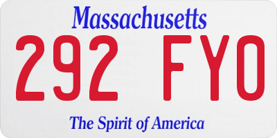 MA license plate 292FY0