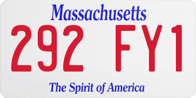 MA license plate 292FY1
