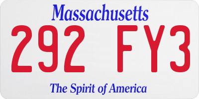 MA license plate 292FY3