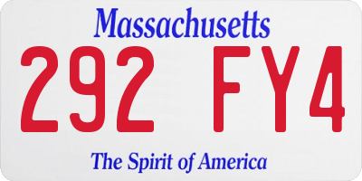 MA license plate 292FY4