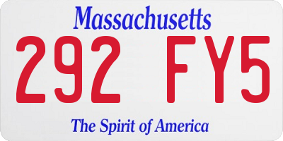MA license plate 292FY5