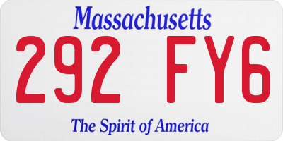 MA license plate 292FY6