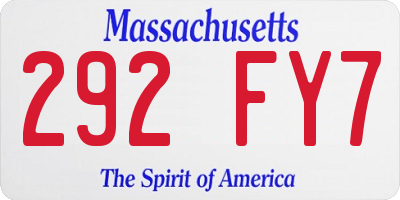 MA license plate 292FY7