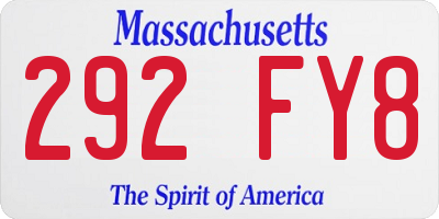 MA license plate 292FY8