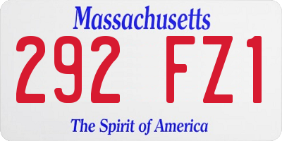 MA license plate 292FZ1