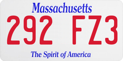 MA license plate 292FZ3