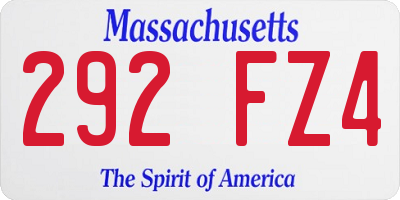 MA license plate 292FZ4