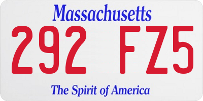 MA license plate 292FZ5