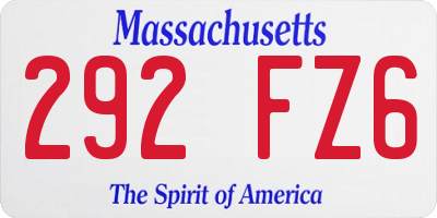MA license plate 292FZ6