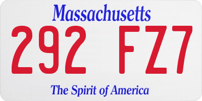MA license plate 292FZ7