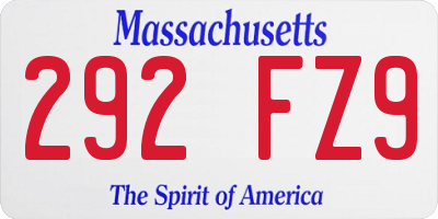 MA license plate 292FZ9