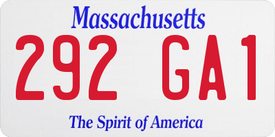 MA license plate 292GA1