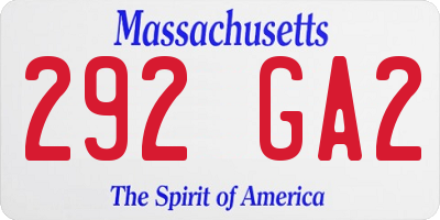 MA license plate 292GA2